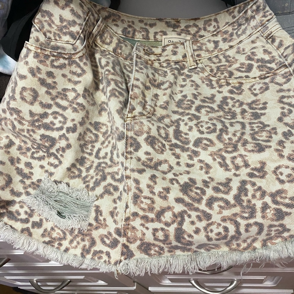 Cheetah Blue Jean material skirt